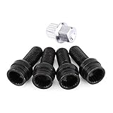 Qiilu Felgenschloss Kugelbund M14x1,5, 4 + 1 Schwarz Stahl Radbolzen Lock Lug Nut Set Mit Schlüssel