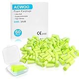 ACWOO Ohrstöpsel, 60 Paar Ohrstöpsel, Geräuschunterdrückung, SNR 34 dB, Reiselstöpsel aus weichem Schaumstoff, wiederverwendbar, Gehörschutz, für Reisen, Fitness (Neongelb)