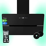 KKT KOLBE Dunstabzugshaube 90 cm | Wandhaube Kopffrei | Schwarz Glas | Smart WiFi App | Nachlaufautomatik | RGBW-LED | WLAN | SensorTouch Bedienung | ECCO909SHCM