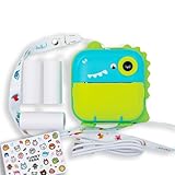 Klickidoo Dinosaurier - Multifunktionale Kinderkamera - Sofortbildkamera - Digitale Kamera - Selfie-Funktion, 36 Filterrahmen, Sticker, Video, Bluetooth & Gratis-App, inkl. 3 Rollen Fotopapier
