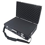 HMF 14521-02 Alu Fotokoffer, Waffenkoffer mit Rasterschaumstoff | 56,5 x 36 x 16 cm | Schwarz