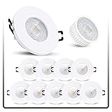 linovum ISAWO Einbaustrahler Bad IP65 mit LED Leuchtmittel 10 Stück - 5W neutralweiß 230V - Badeinbaustrahler flach weiß rund