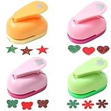 HIULLEN 4 Stück Papierstanzer Motivlocher Stanzer Set, Motivstanzer Motivlocher Stanzer Ausstanzer Set 15mm für Kinder Geschenkanhänger Basteln DIY Scrapbook Fotoalbum Handwerk Grußkarten
