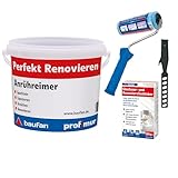 baufan Komplett-Set Vlies Tapetzieren: Glasfaser- & Renoviervlieskleber, Mixer, Kleister-Roller & Anrühreimer