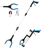 FAOKZE Faltbare Greifer,Greifzange für Senioren Müllzange Aluminium,Greifzange Lang 110cm, Faltbare Greifer mit Magnetspitzen,Müllgreifer für die Müllabfuhr,Abfallsammlung(Blau)