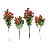 TOBBOMEY Künstliche Erdbeeren Dekozweige Realistische Gefälschte Früchte Langlebige Pflegeleichte Stiele für Frühling Sommer Wohnraumdekoration und Geschenkidee