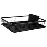 KARL HAUSMANN Abtropfgestell Geschirr - 42x31x12cm - Edelstahl-Geschirrabtropfgestell mit Abtropfgitter - Abtropfständer - Dish Drying Rack - Geschirrständer - Geschirrablage für Spüle - Schwarz