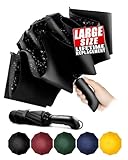 Conlun Kompakter Faltbarer Regenschirm sturmfest– mit Automatik windsicher schwarz faltet Sich nach innen für Herren, 210T Gewebe 105 cm Spannweite, 10 Knochenschirm groß Weihnachtsgeschenke