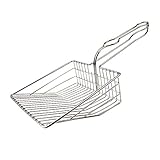 TFixol Katzenstreuschaufel, Edelstahl, Streuschaufel, Sieb, Katzenkotschaufel mit langem Griff, Streuschaufel, Haustierreinigungszubehör, Werkzeuge, schnelles Sieb, Insta-Reinigung, Silber