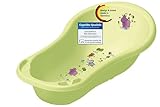 KiNDERWELT Babywanne 100 cm - Baby Badewanne mit Hippo Motiv - BPA-Frei - Wanne zum Baden für Babys und Neugeborene -grün ohne Stöpsel