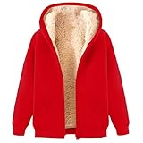 Winterjack Herren Warm Fleecejacke Plüschjacke Übergangsmantel mit Kapuze Reißverschluss Damen Lässig Jacket Winterparka Gefüttert Fleece Wintermantel Hooded Jacke Outdoor Kleidung