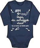 Shirtracer Baby Body langarm Mädchen Junge - Sprüche - Papa du schaffst das Fußball - weiß - 3/6 Monate - Navy Blau - babygeschenke spruch fussball babybody babygeschenk spruche anleitung strampler
