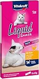 Vitakraft Liquid Snack, Katzen Leckerli, Katzensnack cremig, mit Huhn und Taurin, in einzelnen Sachets, unterstützt die Augen und das Herz (1 Paket mit 6x 15g)