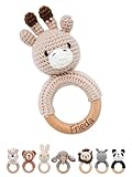 Bärenfreunde® - Personalisierter Beißring Baby - Niedlicher Greifling für Baby's ab 0 Monate - Babyrassel mit Name als Baby Geschenk für Mädchen und Jungen (Giraffe,mit Name)