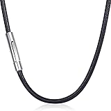 CYXZMYA Lederband Halskette 3mm, 51cm, Schwarz, Unisex, Kautschuk mit Edelstahl Verschluss, Geflochten, für Männer, Frauen, Jungen, Mädchen