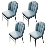 FLEPYHB 4er-Pack Esszimmerstühle aus Kunstleder, Moderne, mit Leder gepolsterte Küchenstühle mit Metallbeinen, armloser Akzent-Beistellstuhl für Wohnzimmer/Schlafzimmer