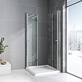 Duschkabine 80x80 cm Falttür 180° Eckeinstieg Duschabtrennung Dusche Falttür 6mm Nano Beschichtung ESG Glas,Höhe 185 cm