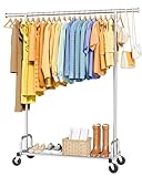 Sakugi Kleiderständer auf Rollen auf rädern – ein komponiertes Kleidungsstück mit Gitterablage & breiter Kleiderstange, ideal für Schlafzimmer, Wäscheraum, Eingangsbereich, 116 x 43 x 150 cm, Silber