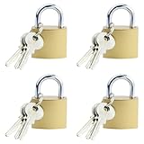 4 Stück Schloss aus massivem Messing mit 12 Wasserdicht Schlösser,32mm Klein Vorhänge-schloss Bügelschloss,Vorhänge-schloss Gleichschließend,für Koffer, Schränke