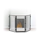 Relaxdays Kaminschutzgitter Metall, Absperrgitter 5 Elemente, Feuerschutzgitter für Babys und Haustiere, schwarz, 1.3 x 220 x 76 cm