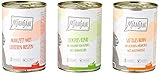 MjAMjAM - Premium Nassfutter für Katzen - Mixpaket I - Huhn, Rind, Herzen, 6er Pack (6 x 400 g), getreidefrei mit extra viel Fleisch