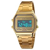 Retro-Digitaluhr für Männer und Frauen, Luxus-Business-Uhr, wasserdicht, Sportuhr aus Edelstahl