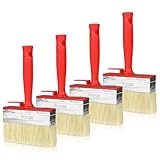 4 Stück Flächenstreicher, 120mmx30mm Kunststoffborsten Wandpinsel Lasurpinsel Groß Pinsel Flachpinsel Set Malerpinsel Breit Malerbürste für Wand Möbel Zaun Holz Malen