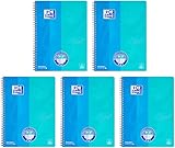 Oxford Touch Collegeblock Duo A4 kariert und liniert, 80 Blatt, blau (Blau - 5 Blöcke)