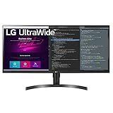 LG 34WN750 Monitor 34' QuadHD UltraWide 21:9 LED IPS HDR, 3440x1440, AMD FreeSync 75Hz, Audio Stereo 14W, HDMI 2.0, 1x Display Port 1.4, USB Hub, Audioausgang, höhenverstellbar, Flicker Safe, schwarz
