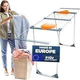 STAHLMANN ® Wäscheständer ausziehbar [20M Trockenfläche ] Made IN EU - Wäscheständer XXL [TÜV Zertifiziert] - Wäscheständer platzsparend mit Klemmen für kleine Wäschestücke - Wäscheständer (weiß)