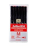 Artline 854 Folienschreiber 1,0 mm Medium Bullet Tip Permanent Marker, schwarz/blau/rot/grün/braun/orange (6 Stück)