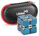 Lifidea aluminiumlegierung-metall infinity-cube fidget cube hand fidget spielzeug schreibtischspielzeug mit kühlem kasten blau