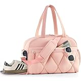 Lekespring Turnbeutel für Damen, Puffer-Reisetasche, Reisetasche mit Schuhfach und Nasstasche, Tragetasche für Wochenende, Übernachtung, Sport, Pink, Medium, Leichtgewichtig