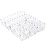 ALPOONS® - Schubladen Organizer (5er transparent) mit Antirutsch Pads für einen extra stabilen Halt. Organizer Schublade für eine klare Übersicht. Organizer Schminke sorgt für Ordnung im Chaos.