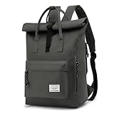 TAN.TOMI Laptop Rucksack, Rucksack Laptop Tasche 15,6 Zoll, Rucksack Damen und Herren weit öffenbar, Rolltop Rucksack wasserdicht, Backpack Daypack für Schule, Fahrradfahren, Freizeit und Reise