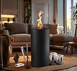 Der flammtal Standkamin Column [Das Original] - Bioethanol Kamin [8h Brenndauer / 80x26x26cm] - Freistehender Ethanol Standkamin für Indoor & Outdoor - Ethanol Kamin mit Verstellbarer Flamme