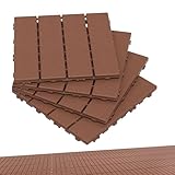 YRHome 1m² - 11 Fliesen Holzoptik Klickfliesen Balkonfliesen 30x30cm Terrassenfliesen Wetterfest Rutschfeste Bodenfliesen Bodenbelag Gartenfliesen für Außenbereich Terrasse Balkon Braun