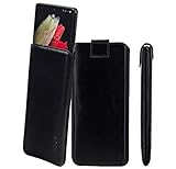 Suncase ECHT Ledertasche Leder Etui *Slim-Edition* kompatibel mit OnePlus 13 5G Hülle (mit Rückzugsfunktion und Magnetverschluss) in schwarz