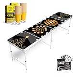 BeerBaller® Multigame Beer Pong Tisch - 6 Partyspiele auf einem Bier-Pong Tisch | Schwarzes Gestell, klappbar & Kratzfeste Oberfläche (Tisch, inkl. Becher, Bälle & Kartenspiel)