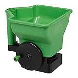 Relaxdays Handstreuer, 3 l Streugut, Kurbel, 3-stufig einstellbare Streumenge, Grassamen- u. Düngerstreuer, grün-schwarz