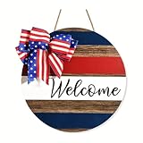 GAOSHA Türschild mit Aufschrift 'Independence Day', Holzbehang, Dekorationen für Feiertage, Willkommens-Thema