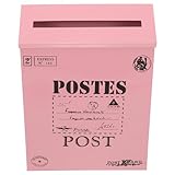 jojofuny Vintage Wandbriefkasten Aus Rustikaler Handgefertigter Postkasten Mit Zeitungsfach Und Schloss Wandmontierter Briefkasten Im Landhausstil Pinke Schriftzüge