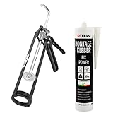 TECPO Montagekleber Fix Power, 480g Universal Baukleber Kartuschen Kraftkleber mit Skelett-Kartuschenpresse