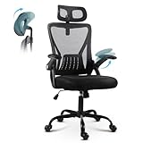 GGCIR Ergonomischer Bürostuhl mit Verstellbaren Armlehnen, Drehstuhl mit Wippfunktion und Kopfstütze Mesh Chefsessel mit Komfortabler Rückenlehne, Bürostuhl 150 kg