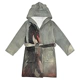 YOUJUNER Kinder Bademantel Fantasy-Drachen-Dekor Morgenmantel Weicher Warm Plüsch Fleece Nachtwäsche mit Kapuze für Mädchen Jungen
