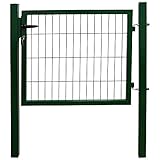 V2Aox Gartentor Tor für Gartenzaun Zaun 80 cm hoch Gartentür aus Metall für Stabmattenzaun Abschließbar inkl. Pfosten Grün