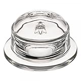 La Rochere - Abeille - Pack De 1 Beurrier - Marmeladenglas/Marmeladenschale/Serverschälchen/Butterdose - Pressglas - Klar mit Bienchen - H: 7,3cm x L: 10cm x B: 10cm