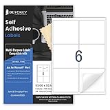 100 Blätter, 99mm x 93mm, Universal Etiketten Selbstklebend Bedruckbar, Sticker Mattes Papier, Aufkleber A4 Kompatibel mit Inkjet & Laser Drucker, 6 Etikett pro Blatt