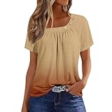 T Shirt Damen Weiß T Shirt Damen Weiß Sport Shirt Damen Basic Shirt Damen Wickelshirt Damen Baseball Shirt Damen Tshirt Damen Oversize Sport Oberteile Damen Longshirt Damen Beige M