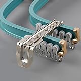 Flexible Doppel-Vorhangschiene aus Aluminium für gerade oder Erkerfenster, Blau, 2,3 m, stabile und biegbare Duschstangen im Lieferumfang enthalten